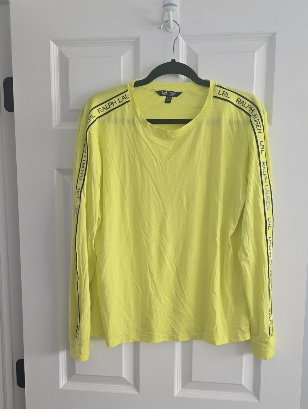 Ralph Lauren Bright Yellow Long Sleeve Crew with Branded Sleeve Tape